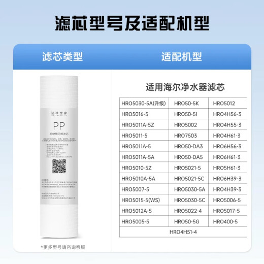 洁净世家适配通用海尔净水器滤芯PP棉CTO压缩碳RO反渗透膜UF超滤膜T33后置碳净水机滤芯 HRO5010-5Z【全套5支】