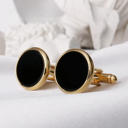 NOSSKISS Cufflinks Men's Golden Black Mica Cufflinks Stud Simple Light Luxury Fashion Business French Shirt Birthday Gift Gift Golden Black Mica