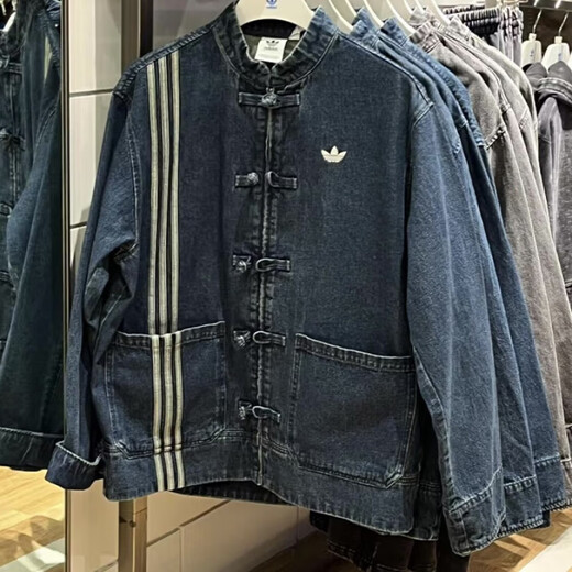 阿迪达斯（adidas）三叶草蛇年新年款情侣新中式牛仔运动唐装外套JY8275JZ9928 黑色JY8275 XXS