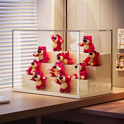 KAMAN Blind Box Storage Display Rack Strawberry Bear Figure Storage Box Transparent Dustproof Bubble Mart Doll Ornament Display Cabinet Custard 4th Floor 3rd Level 1