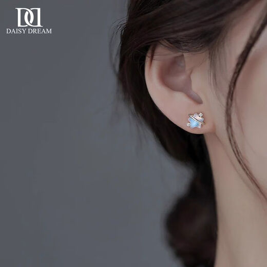 DAISY DREAM999 Pure Silver Star Earrings for Women 2025 New Hot Style Ear Hole Earrings Niche Temperament High-end Earrings 999 Pure Silver Ocean Star Earrings
