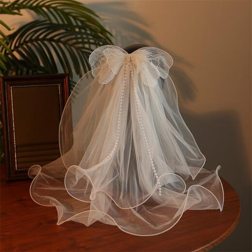 Brautkopfschmuck auf dem außer Kontrolle geratenen Prinzessin Hochzeitskleid, Registrierung Schleier doppelschichtiger Edge Hochzeitsbogen Hochzeitshaarzubehör 6623 Schleier (Haarkamm) unter 60 cm
