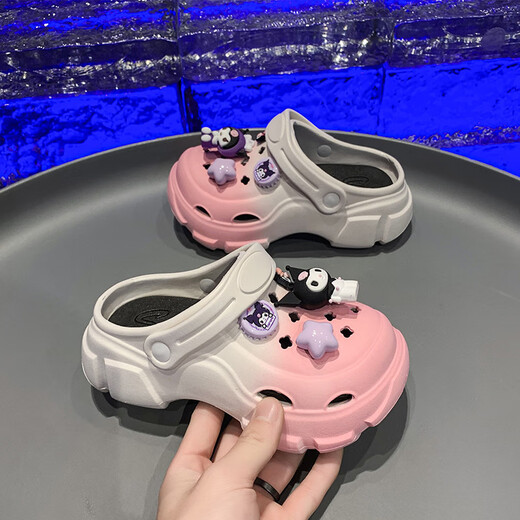 HUALIN FASHION儿童洞洞鞋夏季凉拖软底两穿沙滩鞋 渐变粉 26 -27(儿童款)