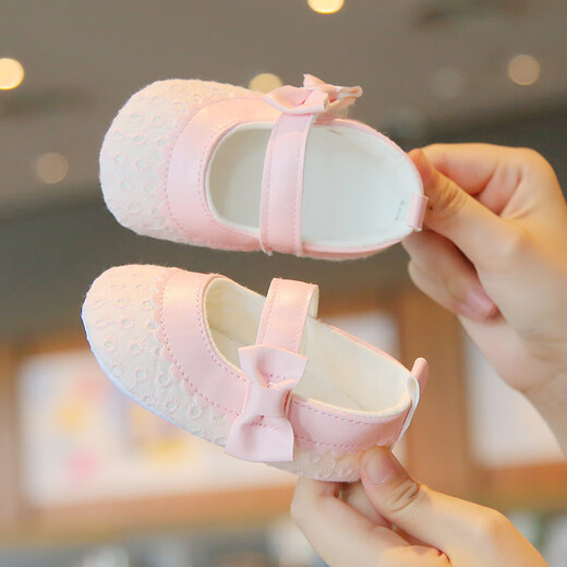 梦伊蓝（MENGYILAN）女婴布鞋2025软底0-3-6月宝宝蝴蝶结绣花学步鞋公主防滑不掉透气 白色圈圈绣花【春秋单鞋GD】 11 内长12.0cm 建议5-9个月