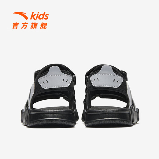 ANTA children's sandals, men's and women's shoes, 2025 summer new summer Velcro children's open-toe arch beach shoes, boys, black/limestone-5 34