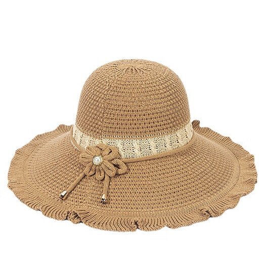 New summer women's monochrome sun protection large brim sun hat mother hat sunshade dome straw hat cool hat fisherman hat pink