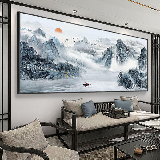 Neues chinesisches Stil Wohnzimmer Sofa Hintergrund Wand Wandgemälde 3D dreidimensional dekorative Malerei Büro Landschaft Chinesische Malerei