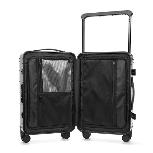 Walker Shop品牌行李箱男新款高档【铝镁合金】登机箱防刮宽拉杆商务旅行箱女 枪灰 20英寸 【可登机】