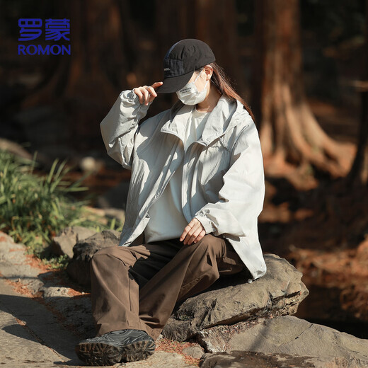 ROMON sun protection clothes for men summer ice silk breathable loose skin clothes outdoor fishing jacket men YF60 light gray 4XL