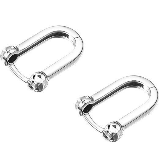 Duozun pt950 genuine platinum earrings for women, platinum horseshoe buckle earrings, earrings, new earrings, Chinese Valentine's Day gift for wife, ready stock, horseshoe buckle 3.2g (pair)