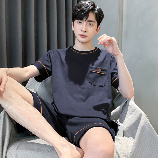 Catman (MiiOW) 2025 new men's summer pajamas pure cotton short-sleeved home clothing for men's boys and teenagers summer summer large size HDE-9922 L