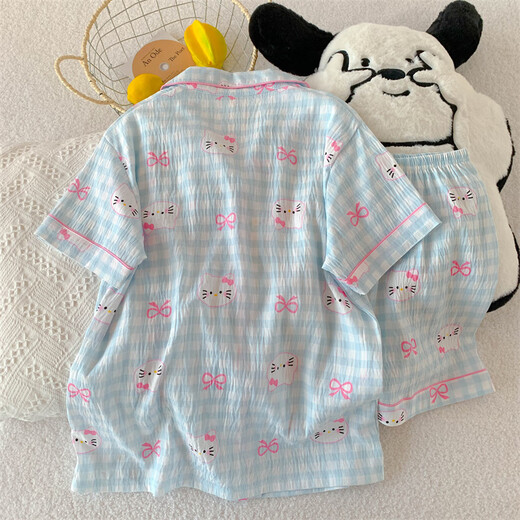 Pajamas for women, summer short-sleeved cloud cotton ladies 2025 new student cute cartoon summer home clothing set QDMBE688 2XL Recommended weight 135 Jin [Jin equals 0.5 kg]