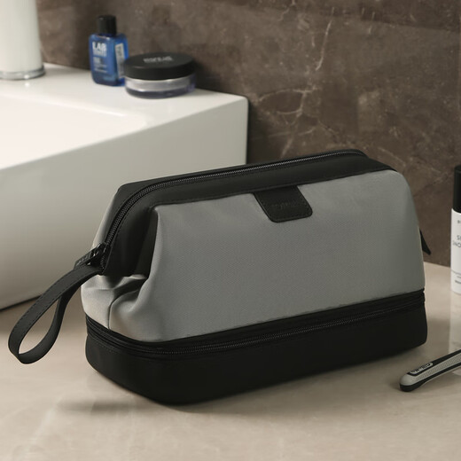 ToMill toiletry bag men's business trip portable storage bag travel toiletry storage bag waterproof dry and wet separation large capacity cosmetic bag British-standard style-grey
