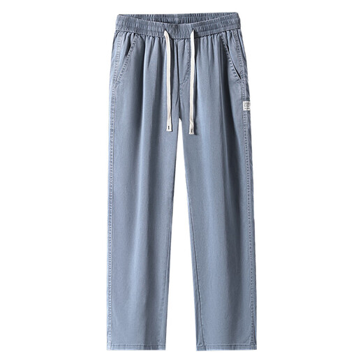 百圆裤业（BAIYUAN TROUSERS）莱赛尔天丝休闲裤宽松夏季薄款阔腿长裤运动男士裤子潮流百搭新款 1048黑色 M