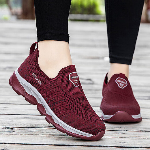 Older shoes for women in spring and summer wide fat feet mother shoes mesh breathable non-slip soft sole middle-aged and elderly comfortable shoes 9928 light gray (women's style) 38