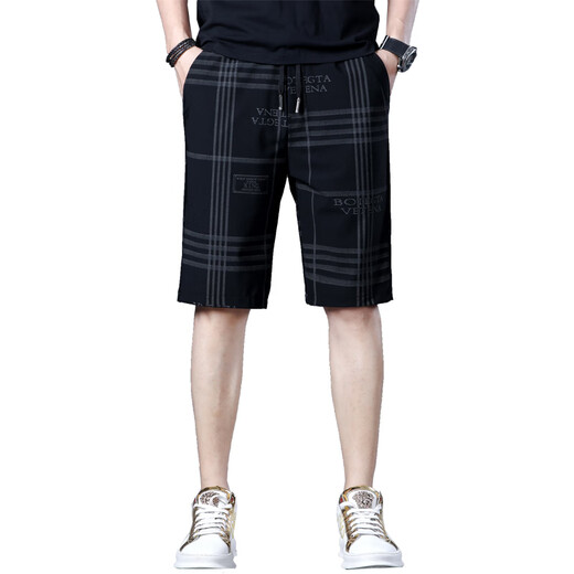 皮尔卡丹（pierre cardin）夏季薄款冰丝休闲短裤男士2025夏天宽松直筒高端中裤潮牌五分裤子 1585黑色 31 二尺四