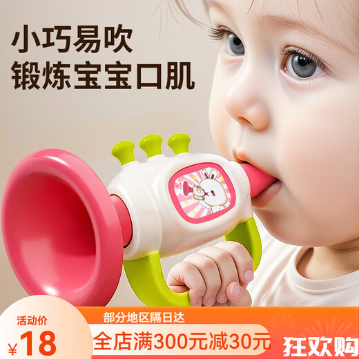 Yixin xianna trompeta pequeña niños bebés juguetes puede soplar instrumentos musicales 0-3 años 1 silbato de silbato trompeta armónica puede soplar 2 trompeta de conejo de zanahoria [azul]