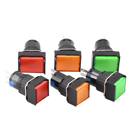 DZYJ push button switch LA16 with light point reset self-locking square rectangular round start power button 16mm green rectangular (self-resetting) No Specifications