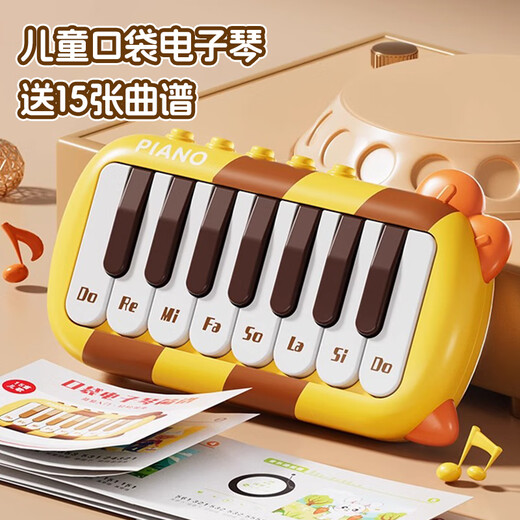 婴儿早教音乐玩具0到1岁宝宝电子琴婴幼儿钢琴6个月以上9启蒙 充电版15键口袋电子琴/粉【送15