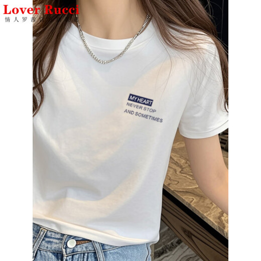 LOVER RUCCI白色短款短袖t恤女纯棉2025年新款夏季宽松正肩半袖上衣女小个子 KE693白色 M