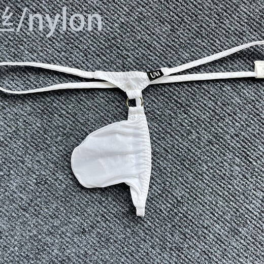 BUFFNY New Men's Low Waist Thong Personalized Sexy Ice Silk Mesh Transparent Men's Underwear White Ice Silk M 50KG-60KG