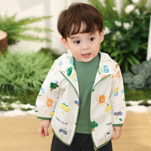 LUSON Little O daddy baby boy sun protection clothing baby boy summer long-sleeved full print 2025 new hooded baby UV protection