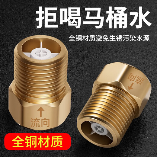 Submarine SUBMARINE all-copper toilet check valve bathroom one-way water pipe anti-return water heater universal water meter return check valve 2 pieces of 59# all-copper 4-point universal inner wire flowing outward