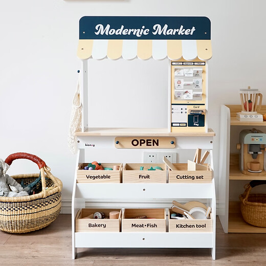Burjuman Supermarkt Bargeldsimulation Spielzeug Kindergeschäft Concierge Holzküche Obst Cher Kindergarten Puppe Home YLB Convenience Car