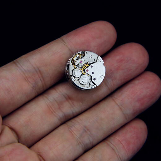 Shengbei men's brooch suit brooch mechanical gold/silver gold-plated collar pin suit punk corset collar button round silver movement brooch + cufflink set