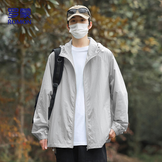ROMON sun protection clothes for men summer ice silk breathable loose skin clothes outdoor fishing jacket men YF60 light gray 4XL