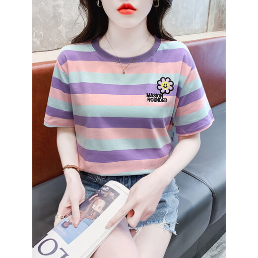 U·R·JEES香港轻奢短袖t恤女宽松韩版女装衣服2025年夏季新款百搭体恤上衣 红色 9928 M 建议95-105斤
