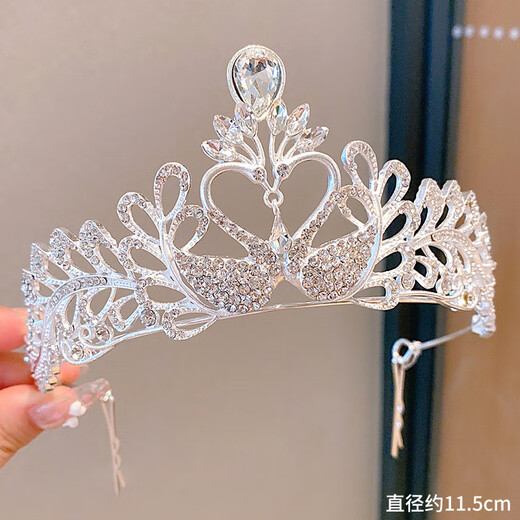 Bai Qixin large crown headband for children and girls princess rhinestone crown little girl birthday gift crown headband crystal headdress crown half south