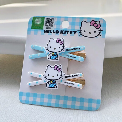 语森忆hello kitty发夹正版hellokitty夏日奶蓝色发饰少女刘海夹发抓鲨 12625对夹