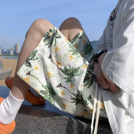 Phoenix Ice Silk Cool Feeling Hawaiian Beach Shorts Herren Sommerdünnstil Jugendmodemarke Casual Sport Fünf-Punkte-Hosen 677 Weiß 3xl