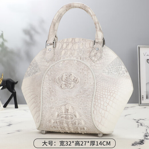 Kavanti Himalaya Shell-Tasche Licht Luxusmarke Strukturierte Krokodil-Leder-Frauentasche Echtes Leder große Kapazität Crossbody Handtasche Himalaya White-Small
