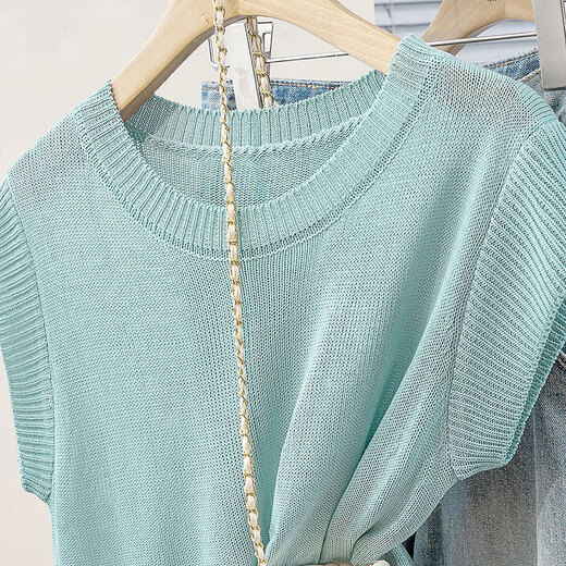 Seide Cypress House Einfacher Strickpullover 2025 Sommer Neues Frauen Mode runder Nackenpullover elegantes kurzes Top