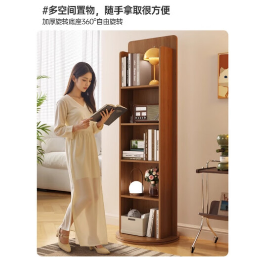 小匠材旋转穿衣镜全身镜落地镜家用卧室可移动试衣杂志书架储物立式