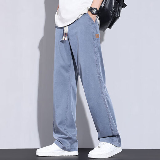 Uniqlo official website Tencel casual pants men's summer thin loose straight wide-leg trousers ice silk breathable sports pants blue DM-1048 UNIQLO (UNIQLO) M