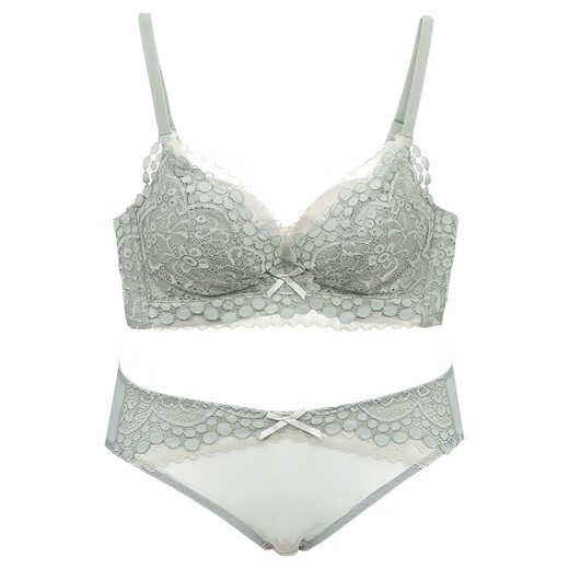 维多利亚的格调维密系列内衣女士聚拢小胸显大无钢圈收副乳防下垂文胸罩套装 灰紫色-套装【小胸聚拢】 80B 80/36B 【舒适无钢圈】