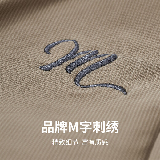 马克华菲【弹力透气】休闲短裤男25夏季新款简约百搭刺绣通勤休闲五分裤 701卡其 M