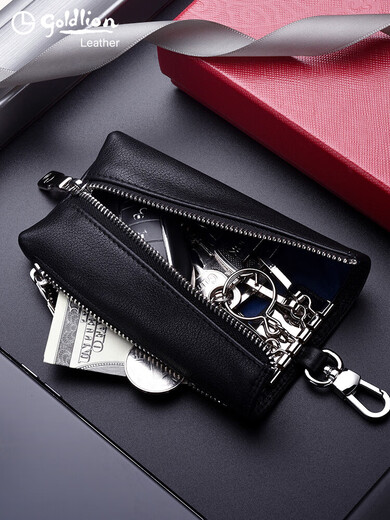 Goldlion Key Sac Men de taille en cuir de la glissière de la glissière en cuir masculin de la taille de la taille de la taille de la taille de la taille de la taille de vache de vache de vachette de vache