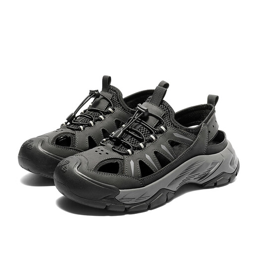 Senda Sandals Men's 2025 Été Nouveau extérieur Sports respirant Style de plage et chaussures de plage à semelle épaisse chaussures décontractées noir 41
