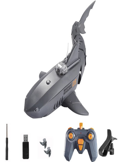 German simulated swinging shark can be launched into the water electric submarine with camera remote control whale children's toy gift black mechanical shark high distribution battery + screwdriver + charging head