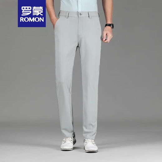 
ROMON (ROMON) summer men's casual pants men's ice silk thin style middle-aged high-end new straight-leg business suit trousers SKL-16761 black [summer thin style] 29 waist circumference two feet two