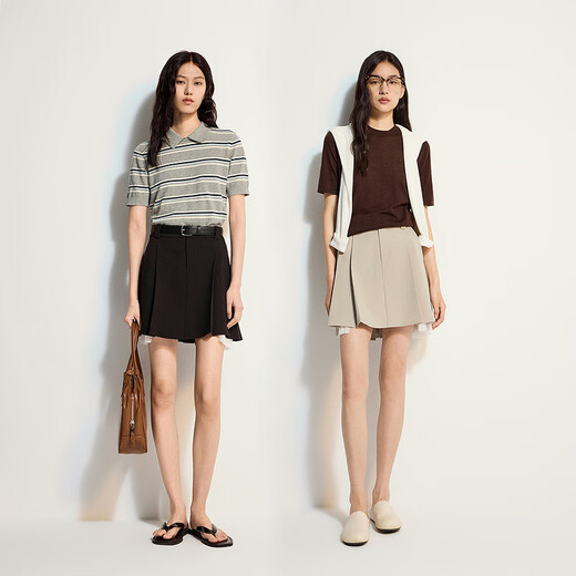 Pantalones de encaje de Ochirly Skirt Falda de falda corta de la línea A Women 2025 Summer Nuevo producto Dark Grey S