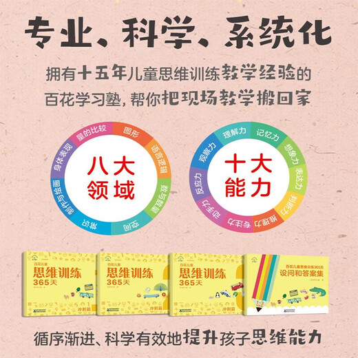 Baihua Children's Thinking Training 365 Days Basics Introduction Chapter Sprint Chapter Improvement Chapter Suitable for children aged 3-6-8 years old logical thinking training toys early education book brain whole brain development intelligence ability training concentration book Baihua Thinking Training 365 days Sprint Chapter No Specifications