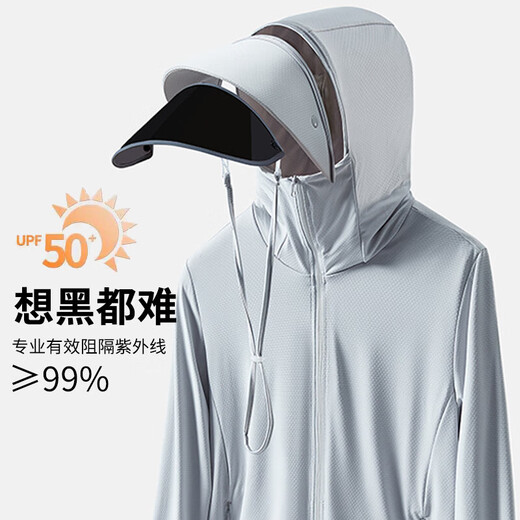 Ice Silk Sun Protection Clothing for Men Summer 2025 New Anti-UV Outdoor Breathable Thin Fishing Sun Protection Clothing for Women 2399 Men's Light Gray 2XL