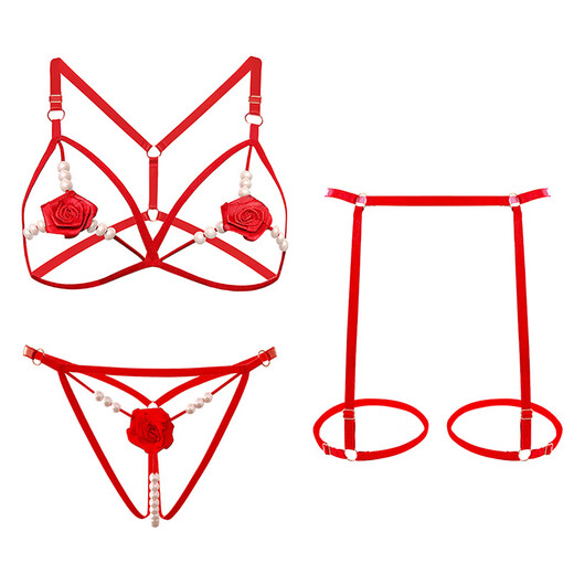 Victoria's Secret Victoria's Secret Super Spicy Rose Pure Desire Sexy Bra Pearl T-string Wine Red