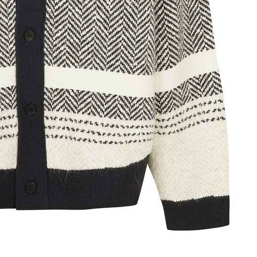 Sketch Men's 2025 Spring New Arrival Long Sleeve V-neck H-shaped Loose Sweater 9P231504H 098 Black and Gray Combination L