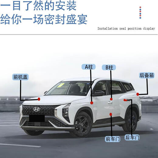 Hyundai IX35 Special Car Door Gelenkverbindungsstreifen, Schalldämmung, Geräuschreduzierung und staubfeste Haftstreifen, Stummmodifikationszubehör IX3519-22 Modelle, Vollauto-Upgrade-Set, kostenloser Zentralsteuerstreifen + Installation